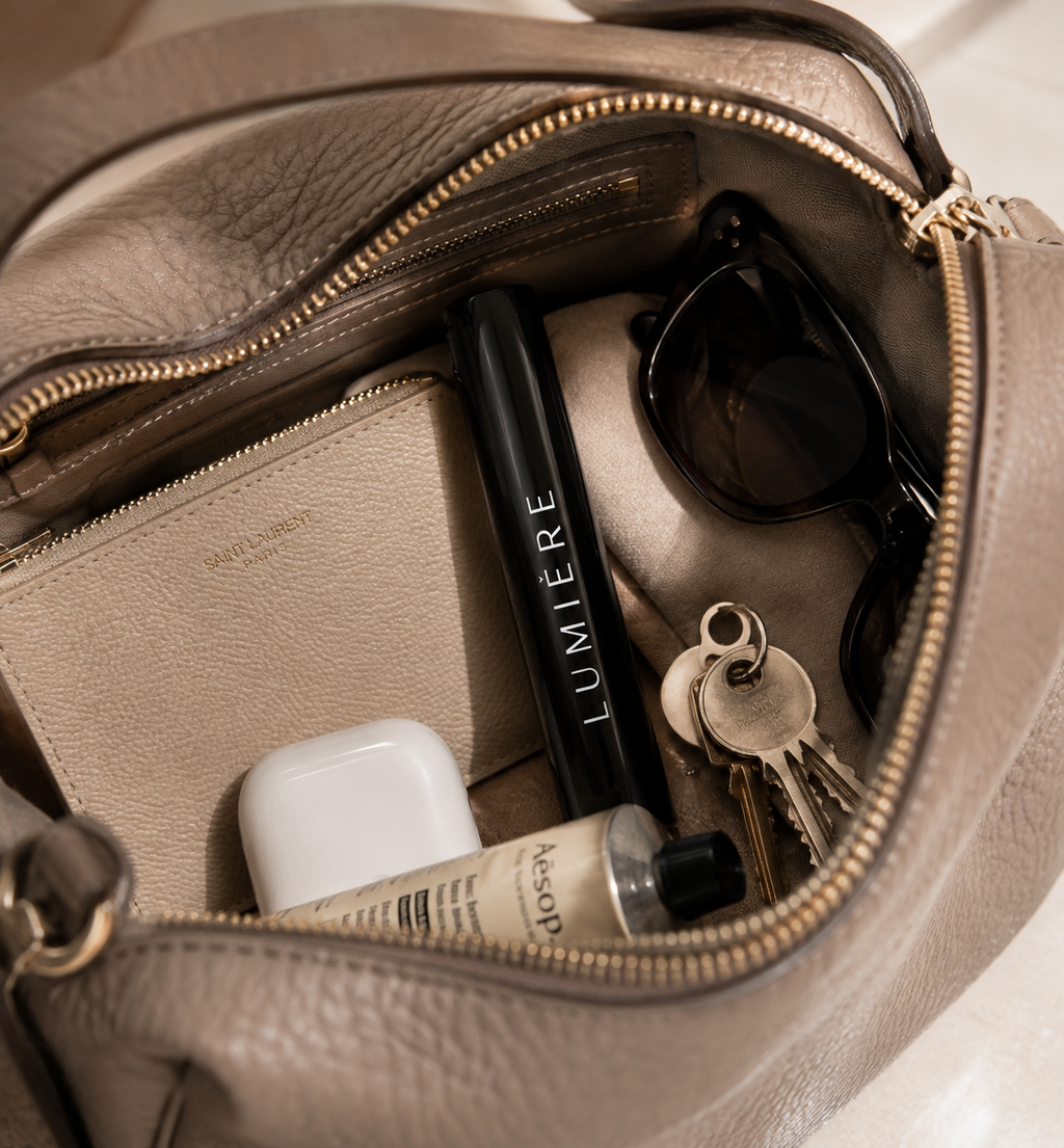 Lumière Noir Lash mascara in a handbag